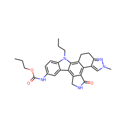 CCCOC(=O)Nc1ccc2c(c1)c1c3c(c4c(c1n2CCC)CCc1nn(C)cc1-4)C(=O)NC3 ZINC000036338910