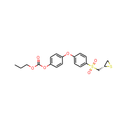 CCCOC(=O)Oc1ccc(Oc2ccc(S(=O)(=O)C[C@@H]3CS3)cc2)cc1 ZINC000096286048