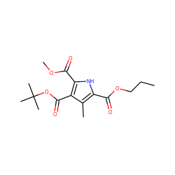 CCCOC(=O)c1[nH]c(C(=O)OC)c(C(=O)OC(C)(C)C)c1C ZINC000013533463