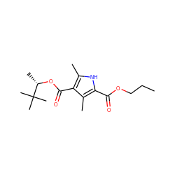 CCCOC(=O)c1[nH]c(C)c(C(=O)O[C@@H](C)C(C)(C)C)c1C ZINC000013476062