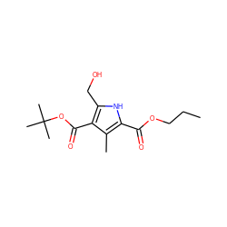 CCCOC(=O)c1[nH]c(CO)c(C(=O)OC(C)(C)C)c1C ZINC000013533447