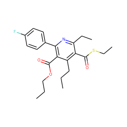 CCCOC(=O)c1c(-c2ccc(F)cc2)nc(CC)c(C(=O)SCC)c1CCC ZINC000013672400