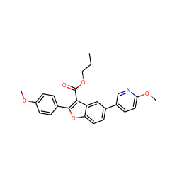 CCCOC(=O)c1c(-c2ccc(OC)cc2)oc2ccc(-c3ccc(OC)nc3)cc12 ZINC000015934068