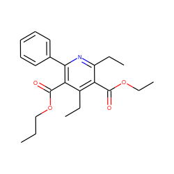 CCCOC(=O)c1c(-c2ccccc2)nc(CC)c(C(=O)OCC)c1CC ZINC000034800772