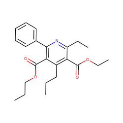 CCCOC(=O)c1c(-c2ccccc2)nc(CC)c(C(=O)OCC)c1CCC ZINC000034800809