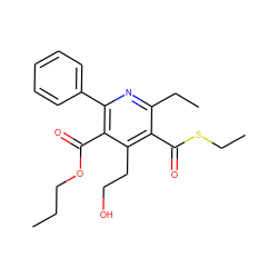 CCCOC(=O)c1c(-c2ccccc2)nc(CC)c(C(=O)SCC)c1CCO ZINC000013672387