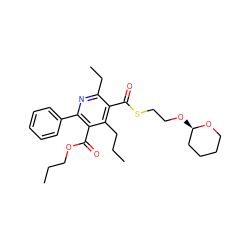 CCCOC(=O)c1c(-c2ccccc2)nc(CC)c(C(=O)SCCO[C@@H]2CCCCO2)c1CCC ZINC000013672374