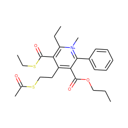 CCCOC(=O)c1c(CCSC(C)=O)c(C(=O)SCC)c(CC)[n+](C)c1-c1ccccc1 ZINC000013801283