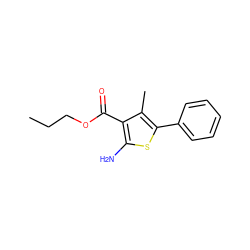 CCCOC(=O)c1c(N)sc(-c2ccccc2)c1C ZINC000045259505