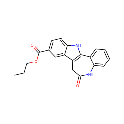 CCCOC(=O)c1ccc2[nH]c3c(c2c1)CC(=O)Nc1ccccc1-3 ZINC000045284737