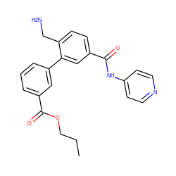 CCCOC(=O)c1cccc(-c2cc(C(=O)Nc3ccncc3)ccc2CN)c1 ZINC000096286477
