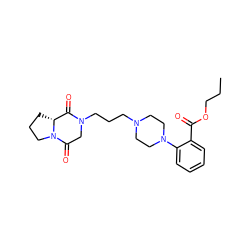 CCCOC(=O)c1ccccc1N1CCN(CCCN2CC(=O)N3CCC[C@@H]3C2=O)CC1 ZINC000013861475