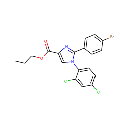 CCCOC(=O)c1cn(-c2ccc(Cl)cc2Cl)c(-c2ccc(Br)cc2)n1 ZINC000013642425