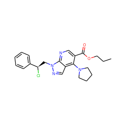 CCCOC(=O)c1cnc2c(cnn2C[C@@H](Cl)c2ccccc2)c1N1CCCC1 ZINC000013675481