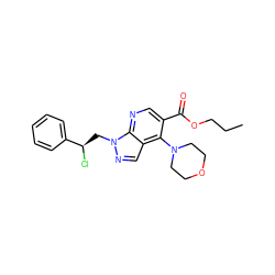 CCCOC(=O)c1cnc2c(cnn2C[C@@H](Cl)c2ccccc2)c1N1CCOCC1 ZINC000013675484