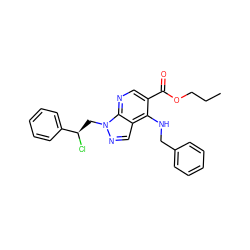 CCCOC(=O)c1cnc2c(cnn2C[C@@H](Cl)c2ccccc2)c1NCc1ccccc1 ZINC000013675488