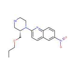 CCCOC[C@@H]1CNCCN1c1ccc2cc([N+](=O)[O-])ccc2n1 ZINC000028713293