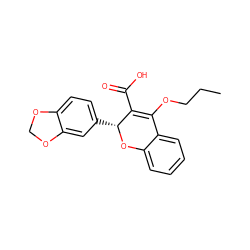 CCCOC1=C(C(=O)O)[C@@H](c2ccc3c(c2)OCO3)Oc2ccccc21 ZINC000013473337