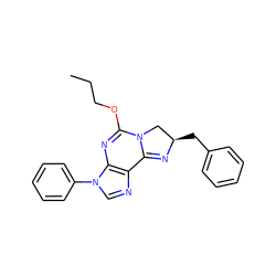 CCCOC1=Nc2c(ncn2-c2ccccc2)C2=N[C@H](Cc3ccccc3)CN12 ZINC000026962574