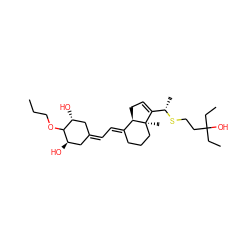 CCCOC1[C@H](O)CC(=C/C=C2\CCC[C@]3(C)C([C@H](C)SCCC(O)(CC)CC)=CC[C@H]23)C[C@H]1O ZINC000084641340