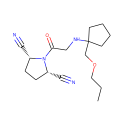 CCCOCC1(NCC(=O)N2[C@H](C#N)CC[C@@H]2C#N)CCCC1 ZINC000013687455