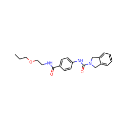 CCCOCCNC(=O)c1ccc(NC(=O)N2Cc3ccccc3C2)cc1 ZINC000167157502