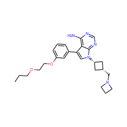 CCCOCCOc1cccc(-c2cn([C@H]3C[C@@H](CN4CCC4)C3)c3ncnc(N)c23)c1 ZINC000653746716