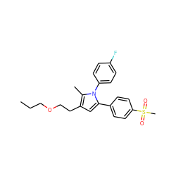 CCCOCCc1cc(-c2ccc(S(C)(=O)=O)cc2)n(-c2ccc(F)cc2)c1C ZINC000040410794