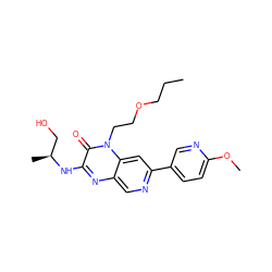 CCCOCCn1c(=O)c(N[C@@H](C)CO)nc2cnc(-c3ccc(OC)nc3)cc21 ZINC000045245945