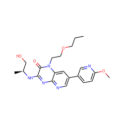 CCCOCCn1c(=O)c(N[C@@H](C)CO)nc2ncc(-c3ccc(OC)nc3)cc21 ZINC000045253869