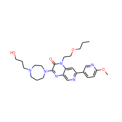 CCCOCCn1c(=O)c(N2CCCN(CCCO)CC2)nc2cnc(-c3ccc(OC)nc3)cc21 ZINC000045335729