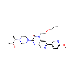 CCCOCCn1c(=O)c(N2CCN([C@H](C)[C@@H](C)O)CC2)nc2cnc(-c3ccc(OC)nc3)cc21 ZINC000045338091