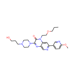 CCCOCCn1c(=O)c(N2CCN(CCCO)CC2)nc2cnc(-c3ccc(OC)nc3)cc21 ZINC000045336028