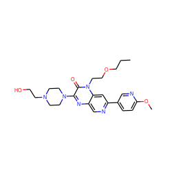 CCCOCCn1c(=O)c(N2CCN(CCO)CC2)nc2cnc(-c3ccc(OC)nc3)cc21 ZINC000045336750