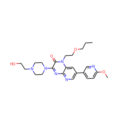 CCCOCCn1c(=O)c(N2CCN(CCO)CC2)nc2ncc(-c3ccc(OC)nc3)cc21 ZINC000073141764