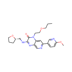 CCCOCCn1c(=O)c(NC[C@@H]2CCCO2)nc2cnc(-c3ccc(OC)nc3)cc21 ZINC000043151016