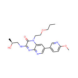 CCCOCCn1c(=O)c(NC[C@H](C)O)nc2ncc(-c3ccc(OC)nc3)cc21 ZINC000045315286