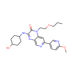 CCCOCCn1c(=O)c(NC2CCC(O)CC2)nc2cnc(-c3ccc(OC)nc3)cc21 ZINC000045245758