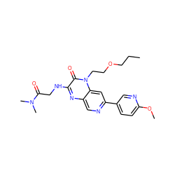 CCCOCCn1c(=O)c(NCC(=O)N(C)C)nc2cnc(-c3ccc(OC)nc3)cc21 ZINC000045288461