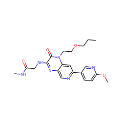 CCCOCCn1c(=O)c(NCC(=O)NC)nc2cnc(-c3ccc(OC)nc3)cc21 ZINC000045255978