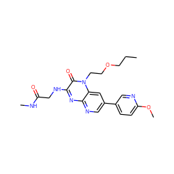 CCCOCCn1c(=O)c(NCC(=O)NC)nc2ncc(-c3ccc(OC)nc3)cc21 ZINC000045287223