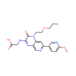 CCCOCCn1c(=O)c(NCC(=O)O)nc2cnc(-c3ccc(OC)nc3)cc21 ZINC000045245774