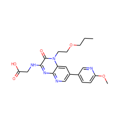 CCCOCCn1c(=O)c(NCC(=O)O)nc2ncc(-c3ccc(OC)nc3)cc21 ZINC000045245787