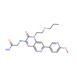 CCCOCCn1c(=O)c(NCC(N)=O)nc2cnc(-c3ccc(OC)nc3)cc21 ZINC000045288498