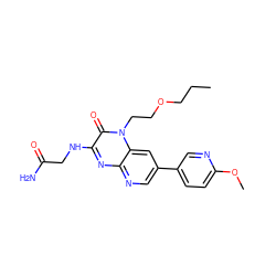 CCCOCCn1c(=O)c(NCC(N)=O)nc2ncc(-c3ccc(OC)nc3)cc21 ZINC000045245255