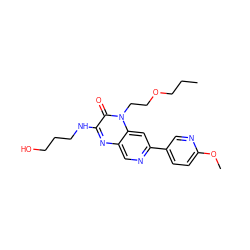 CCCOCCn1c(=O)c(NCCCO)nc2cnc(-c3ccc(OC)nc3)cc21 ZINC000045254064