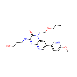 CCCOCCn1c(=O)c(NCCCO)nc2ncc(-c3ccc(OC)nc3)cc21 ZINC000045321290