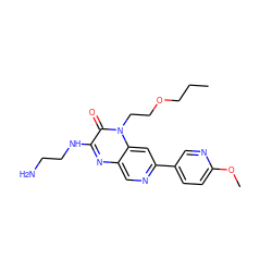 CCCOCCn1c(=O)c(NCCN)nc2cnc(-c3ccc(OC)nc3)cc21 ZINC000045245757