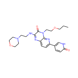 CCCOCCn1c(=O)c(NCCN2CCOCC2)nc2ccc(-c3ccc(=O)[nH]c3)nc21 ZINC000043069277