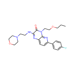 CCCOCCn1c(=O)c(NCCN2CCOCC2)nc2ccc(-c3ccc(F)cc3)nc21 ZINC000043072659